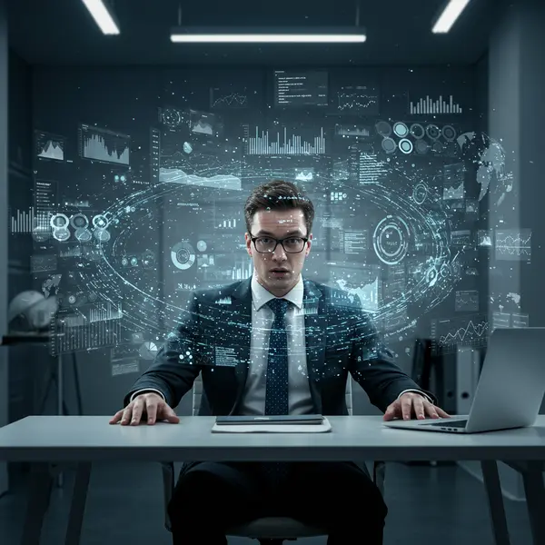 Person overwhelmed by data